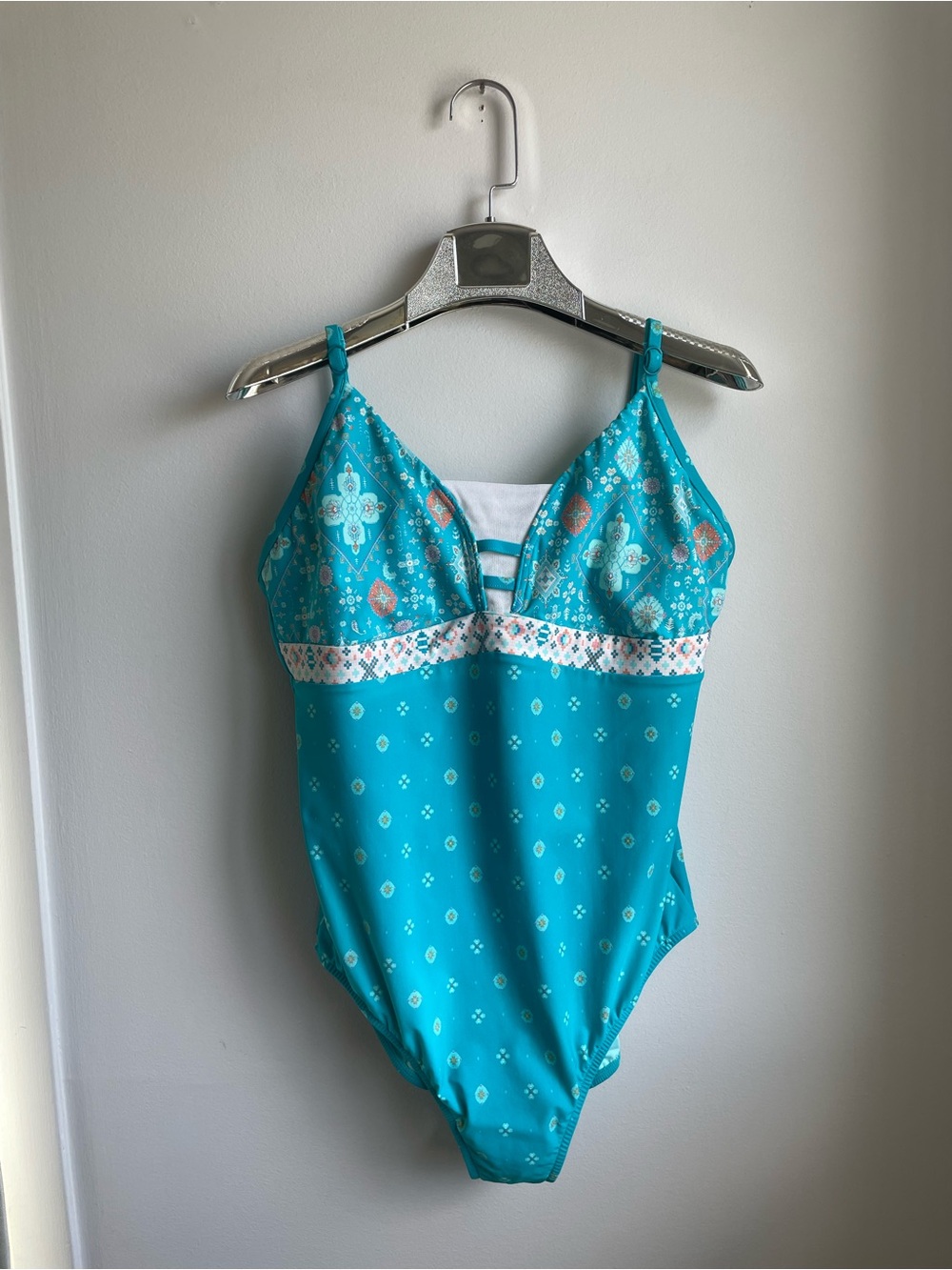 Turquoise Boho Patterned One-Piece Swimsuit-Like New!